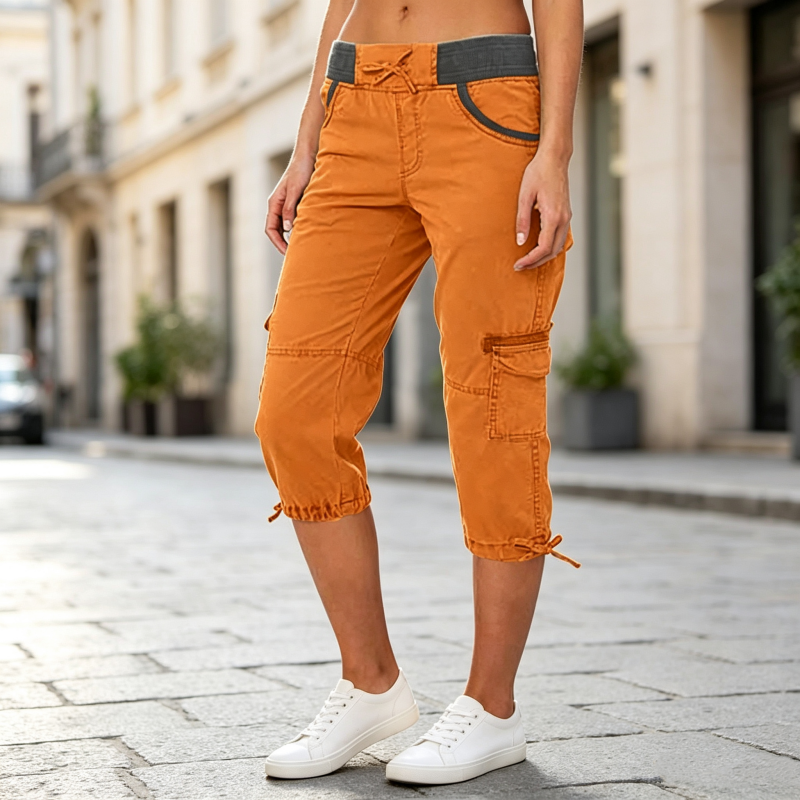 Pantalon cargo capri taille haute pour femmes