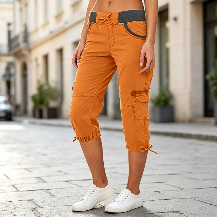 Pantalon cargo capri taille haute pour femmes