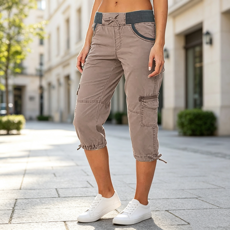 Pantalon cargo capri taille haute pour femmes