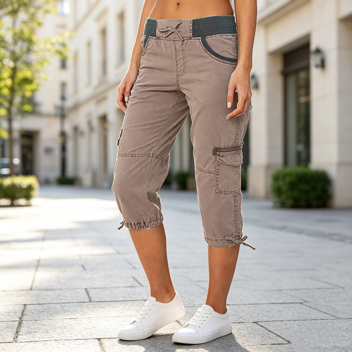 Pantalon cargo capri taille haute pour femmes