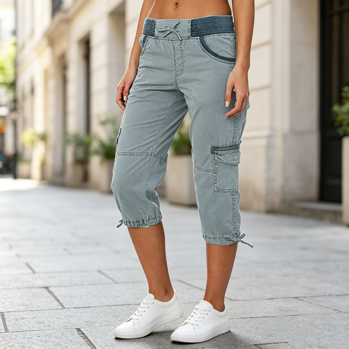 Pantalon cargo capri taille haute pour femmes